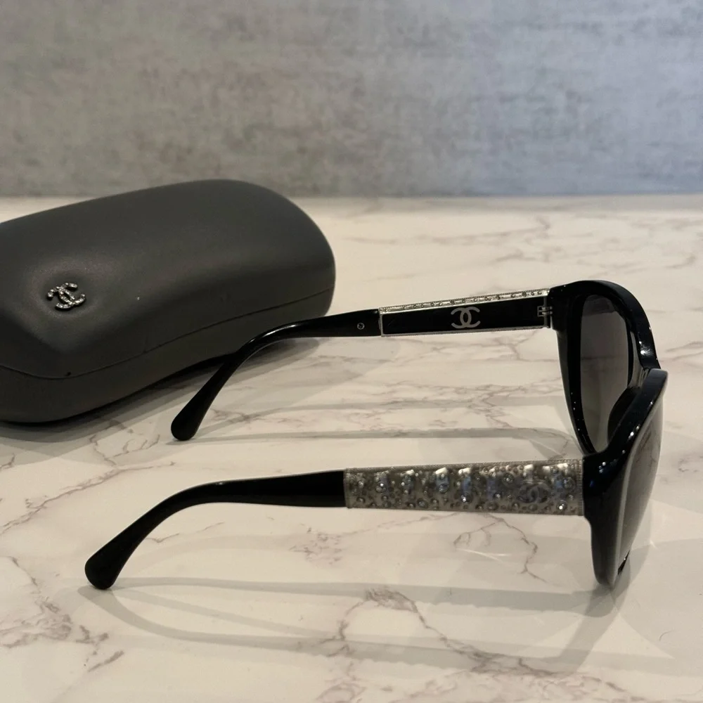 Chanel Cat Eye Acetate & Strass Metal Sunglasses - Picture 6 of 7